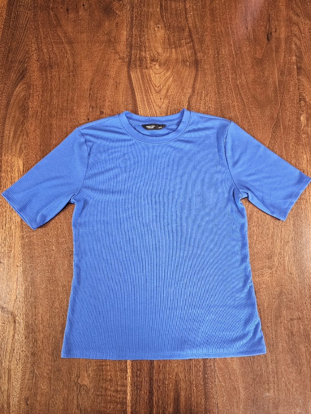 Simply Vera Vera Wang Women's Ribbed Blue Top Fitted Size Large
